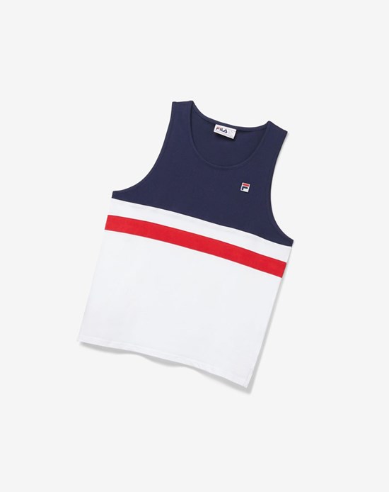 Fila Stoke Tank Blanche Bleu Marine Rouge | 702WCILVD