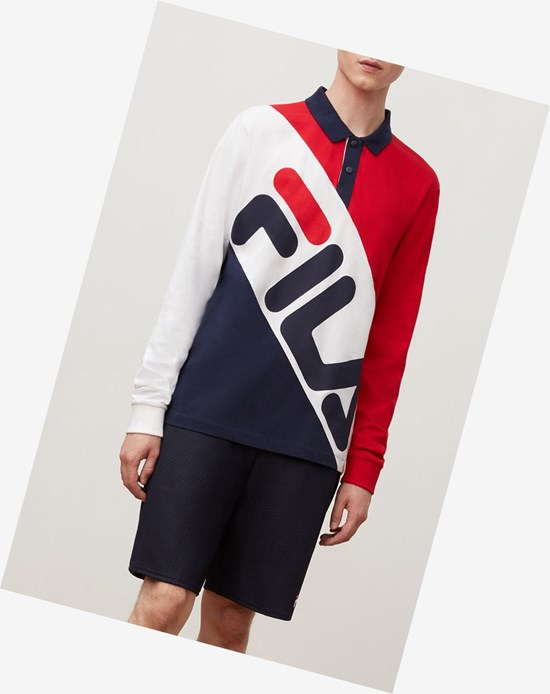 Fila Taygen Rugby Shirt Peac/Wht/Cred | 054ELPDCW