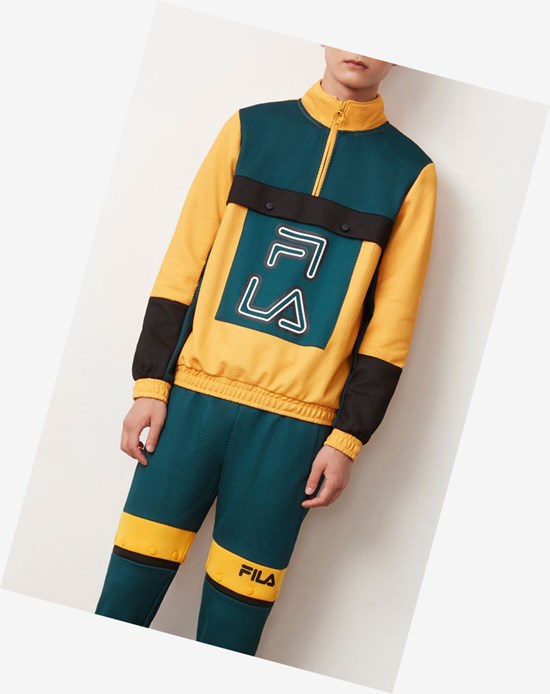 Fila Tiger Mesh 1/4 Zip Atdp/Citr/Blk | 682BMSQLW