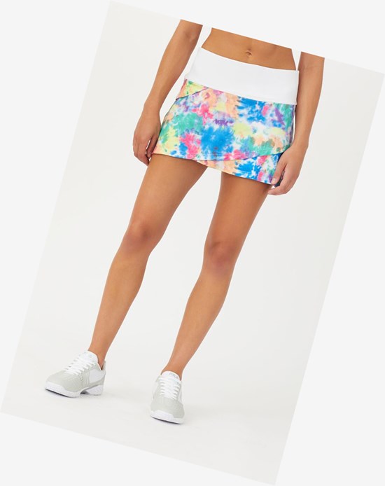 Fila Top Spin Tie Dye Tiered Skort Blanche | 642ZJGNSQ