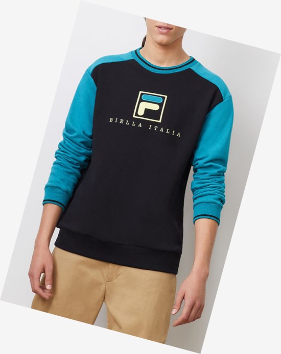 Fila Ventura Sweatshirt Blk/Hblu/Gfus | 314CAZDNS