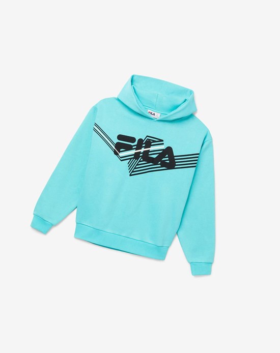 Fila Waldo Hoodie Bleu Turquoise Noir | 475KALPXR
